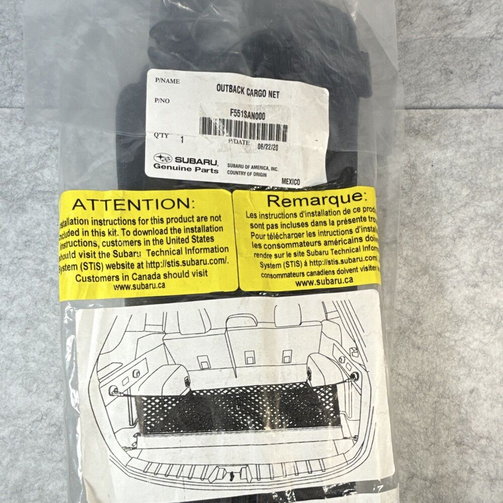 New Subaru Oem Outback Cargo Net Fits 2020-2025 Model Black Color F551SAN000